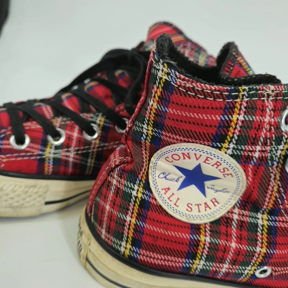 Converse Chuck Taylor All Stars Red Plaid Tartan US Mens 5.5 Womens 7.5 Skate